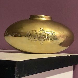 Engraved Solid Brass Vase